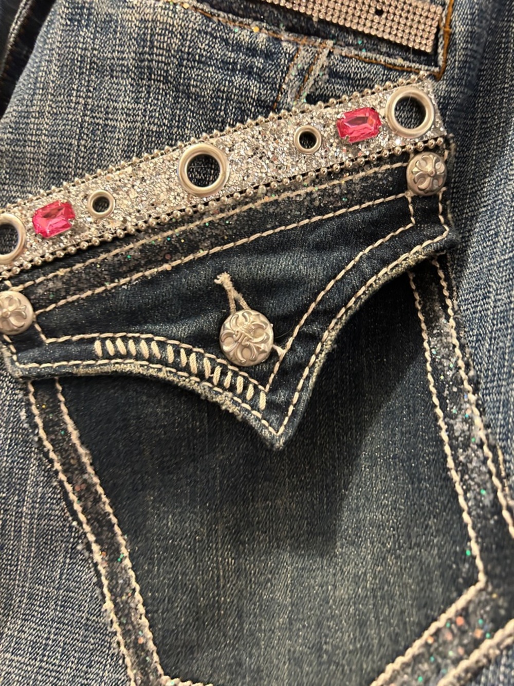 Denim Embellished Blue Women's Jacket
Lots of sparkle size large. - Picture 6 of 10